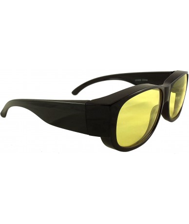 Oval Night Driving Fit Over Glasses - Wear Over Prescription Glasses - Yellow Lens Reduces Glare - C112E9VJ19D $28.37