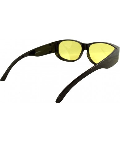 Oval Night Driving Fit Over Glasses - Wear Over Prescription Glasses - Yellow Lens Reduces Glare - C112E9VJ19D $28.37