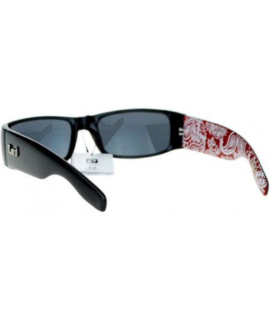 Rectangular Locs Sunglasses Mens Black Rectangular Frame Paisley Bandanna Print - Black Red - CM180CL7CME $19.45