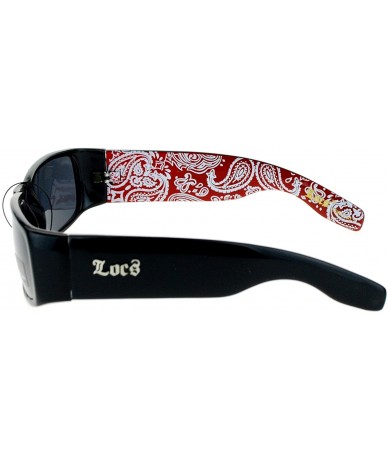 Rectangular Locs Sunglasses Mens Black Rectangular Frame Paisley Bandanna Print - Black Red - CM180CL7CME $19.45