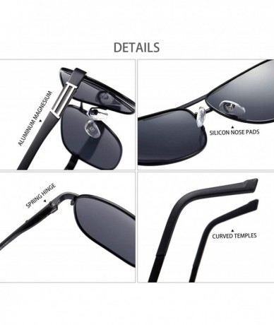 Aviator Polarized Sunglasses Aluminium Magnesium Accessories - Black - CG18S75KGO6 $23.51