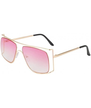 Oversized Oversize Frames Sunglasses for Women Unique Metal Frame Eyeglasse UV400 - C2 Yellow Lens - CL198KMGT57 $24.98