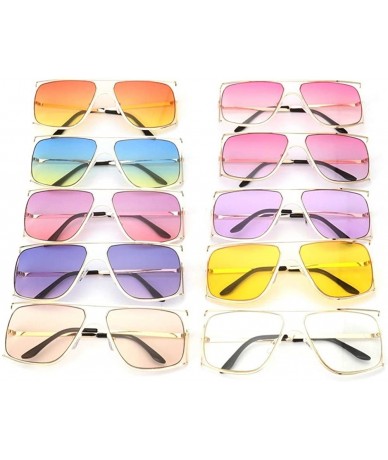 Oversized Oversize Frames Sunglasses for Women Unique Metal Frame Eyeglasse UV400 - C2 Yellow Lens - CL198KMGT57 $24.98