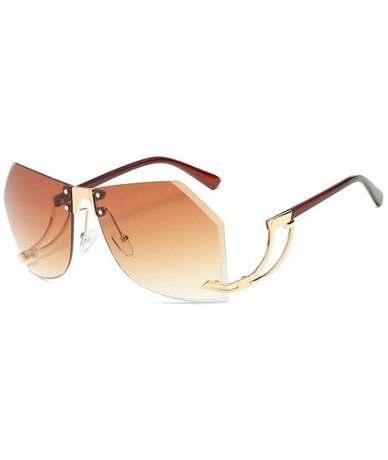 Oversized 32g Irregular Frameless Sunglasses Women Gradient Alloy Frame C2 Tea - C2 Tea - C918YQU49DW $20.42