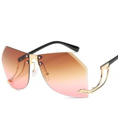 Oversized 32g Irregular Frameless Sunglasses Women Gradient Alloy Frame C2 Tea - C2 Tea - C918YQU49DW $20.42