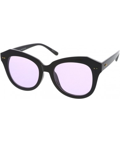 Cat Eye Women's Oversize Horn Rimmed Round Lens Cat Eye Sunglasses 52mm - Black / Purple - CP12OBRGIQK $19.28