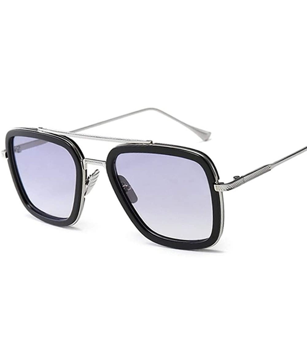 Square Fashion Flight Style Sunglasses Men Square Sunglasses Women - Silverlightgray - C4190SCUTE7 $49.74