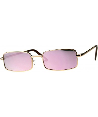 Rectangular Mens Retro Vintage Narrow Rectangular OG Mirror Lens Sunglasses - Gold Pink - CG18CGMU8ZY $23.30