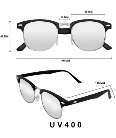 Oversized Retro Fashion Half Frame Flash Mirror Lens Semi Rimless Horned Rim Sunglasses - Silver - C311MBR2PV9 $19.44