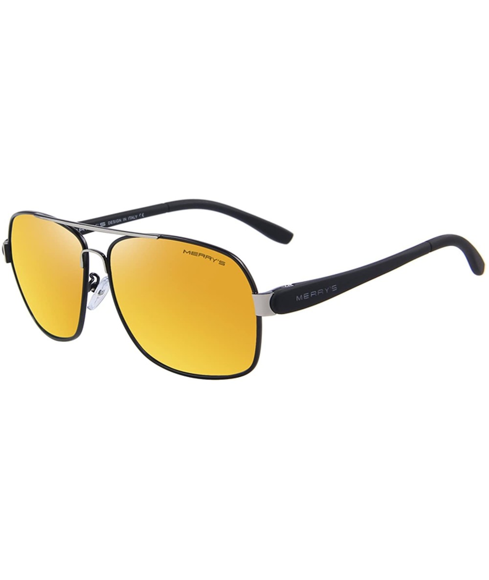 Oversized Men's Polarized Driving Sunglasses TR90 Color Mirror Lens Sun Glasses S8501 - Gold - CN12NR1EB22 $24.86