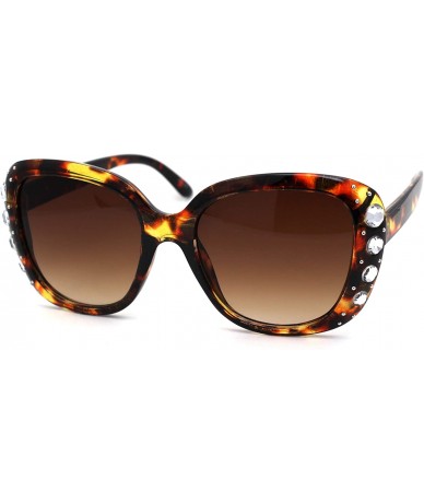 Square Womens Large Rhinestone Jewel Trim Butterfly Diva Sunglasses - Tortoise Brown - C719623WTAT $23.61