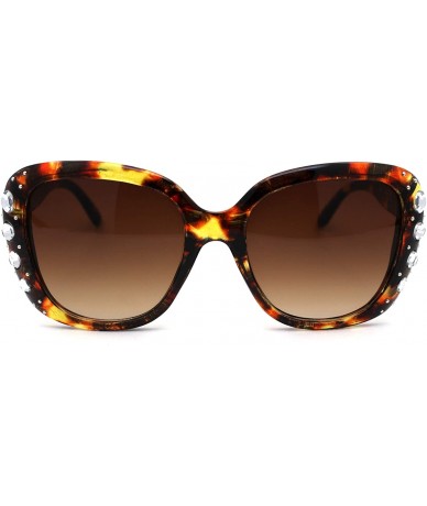 Square Womens Large Rhinestone Jewel Trim Butterfly Diva Sunglasses - Tortoise Brown - C719623WTAT $23.61