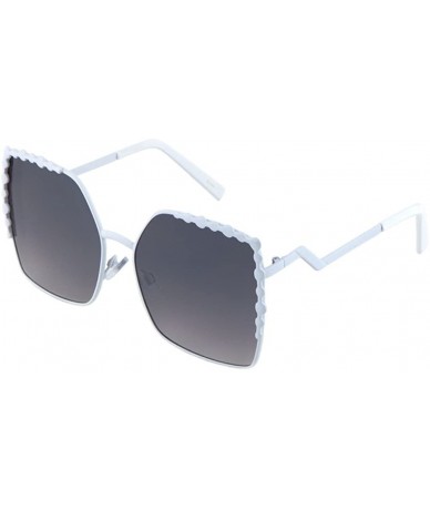 Square Oversized Butterfly Sunglasses Gold Rim Metal Bridge Unisex Fashion Eyewear - White/Smoke - C3183G89I86 $19.70