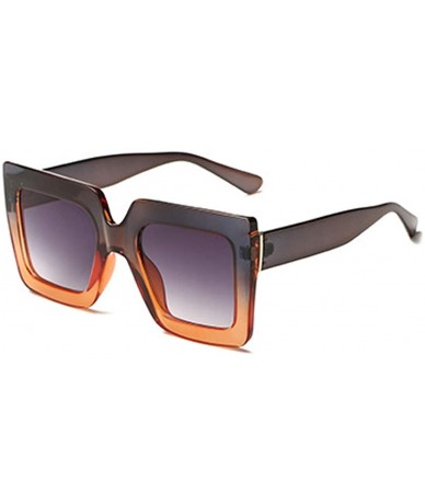 Sport Men and women Sunglasses Two-tone Big box sunglasses Retro glasses - Blue Purple - CM18LL0QT2N $18.83