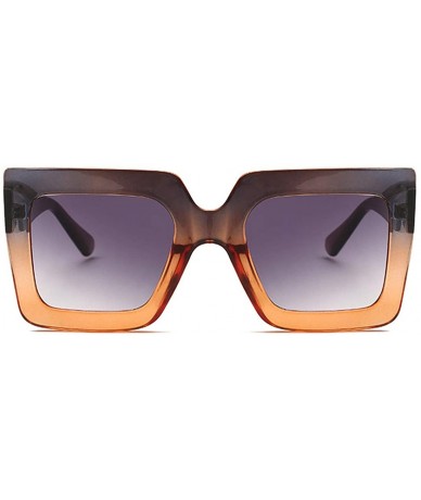 Sport Men and women Sunglasses Two-tone Big box sunglasses Retro glasses - Blue Purple - CM18LL0QT2N $18.83