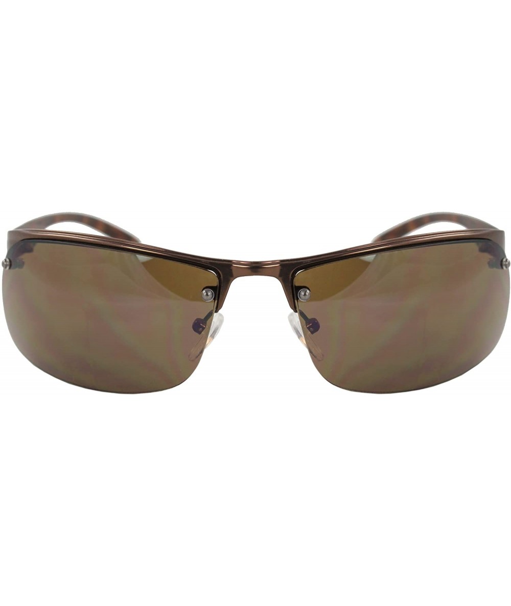 Semi-rimless Semi-Rimless Sunglasses Brown Leopard Frame Brown Lenses . - CQ1108HW32F $17.63