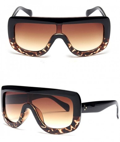 Square Retro Women Big Frame Square Sunglasses Oversized Shades Eyeglasses - Black&leopard - CH185N4ZXY8 $17.07