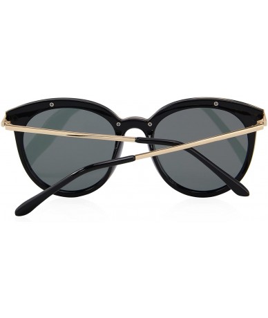 Oversized Women Cat Eye Polarized Sunglasses Mirrored Lens UV Protection S6152 - Gold&silver - C4186CHKNHC $30.51