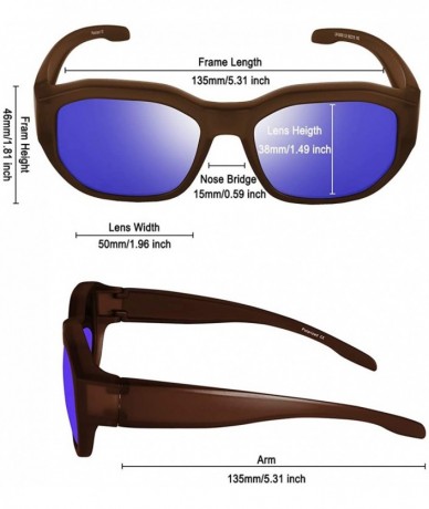 Rectangular Polarized Fit Over Glasses Sunglasses Wear Over Prescription Glasses for Women and Men - Brown - CQ199GGYI8N $23.40