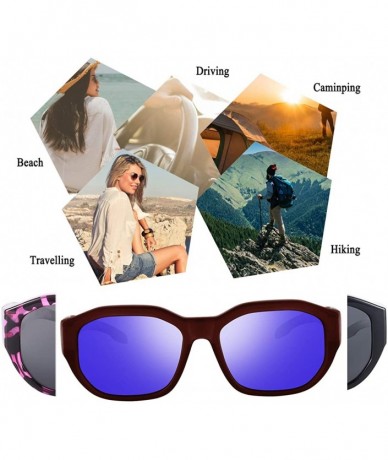 Rectangular Polarized Fit Over Glasses Sunglasses Wear Over Prescription Glasses for Women and Men - Brown - CQ199GGYI8N $23.40