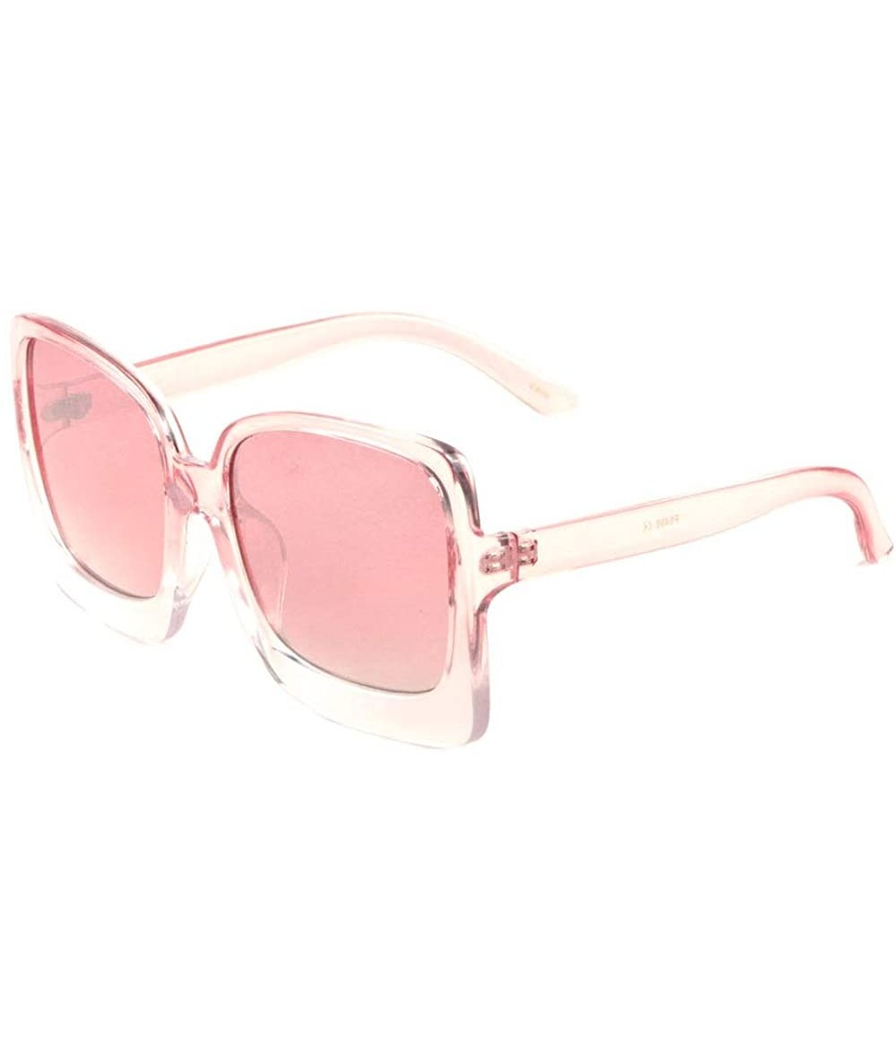 Square Oversized Thick Bottom Square Butterfly Sunglasses - Pink - CP197XQGECG $26.78