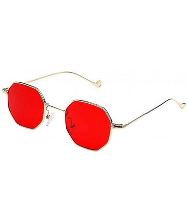 Square Retro Trend Octagonal Small Square Sunglasses Women'S Tide Metal Sunglasses - CO18X5I6LKM $83.08