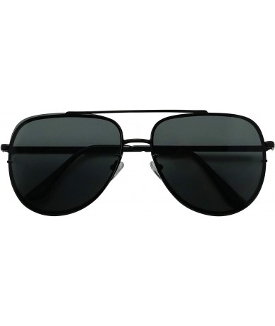 Oversized Oversized Retro Pilot Style Aviator Sunglasses Full Metal Frame Teardrop Flat Lens XL Fashion Shades - Black - CI18...