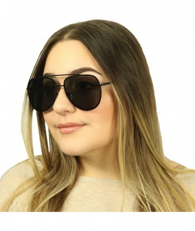 Oversized Oversized Retro Pilot Style Aviator Sunglasses Full Metal Frame Teardrop Flat Lens XL Fashion Shades - Black - CI18...