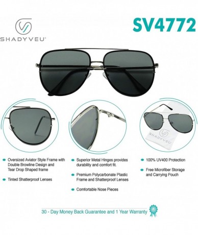 Oversized Oversized Retro Pilot Style Aviator Sunglasses Full Metal Frame Teardrop Flat Lens XL Fashion Shades - Black - CI18...