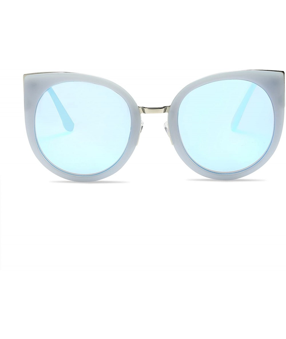 Cat Eye Women's Retro Cat Eye Sunglasses With Pc Frame UV Protection - Grey Frame / Blue Lens - CM18E6U49XK $18.88