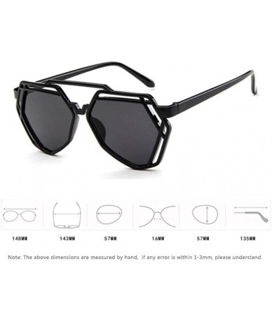 Aviator Fashion Polygon Women Sunglasses UV400 Oculos De Sol Brand C8 Black Green - C8 Black Green - CQ18YZURIHW $18.94