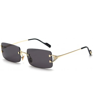 Oval Tinted sunglasses frameless glasses men retro rectangular sunglasses ladies metal - CQ1900ZYQGU $42.98