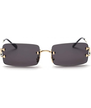 Oval Tinted sunglasses frameless glasses men retro rectangular sunglasses ladies metal - CQ1900ZYQGU $42.98