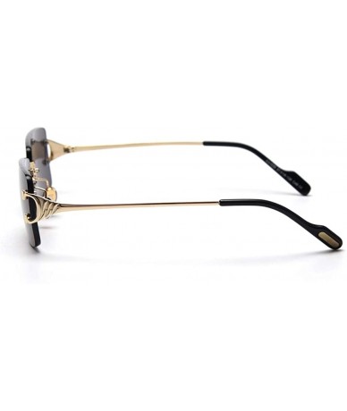 Oval Tinted sunglasses frameless glasses men retro rectangular sunglasses ladies metal - CQ1900ZYQGU $42.98