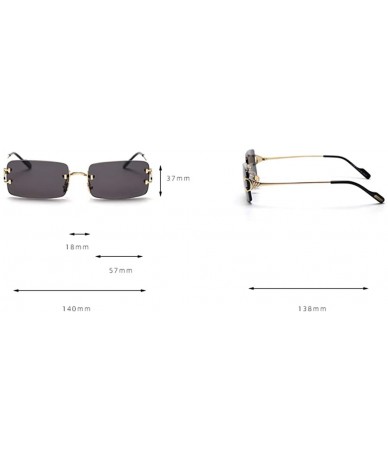 Oval Tinted sunglasses frameless glasses men retro rectangular sunglasses ladies metal - CQ1900ZYQGU $42.98