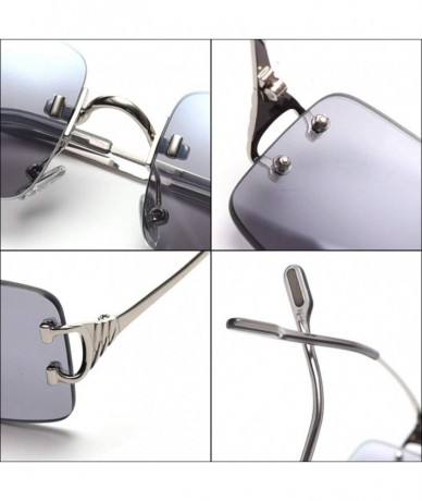 Oval Tinted sunglasses frameless glasses men retro rectangular sunglasses ladies metal - CQ1900ZYQGU $42.98