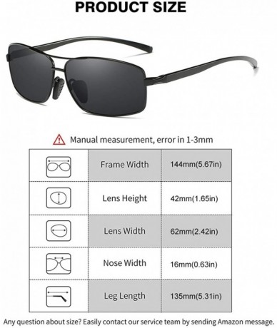 Aviator Rectangular Polarized Sunglasses for Men Metal Frame Cool Sun glasses with UV Protection for Driving Golf - CY18S7RE6...