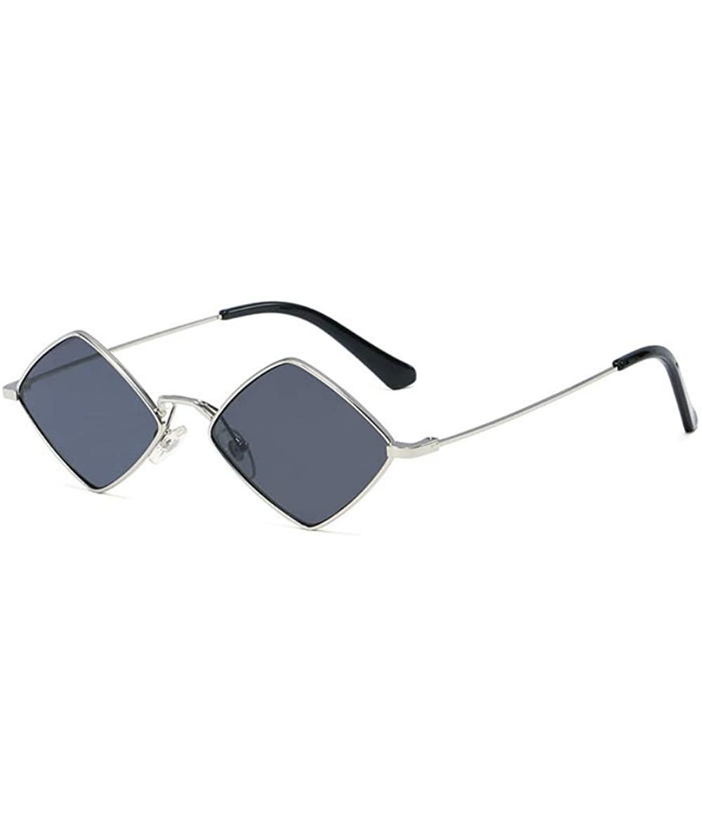 Goggle 60s Small Hippie Sunglasses for Women Men Hippy Prismatic Square Metal Frame - Grey/Silver - CQ18X5KO7MU $28.49