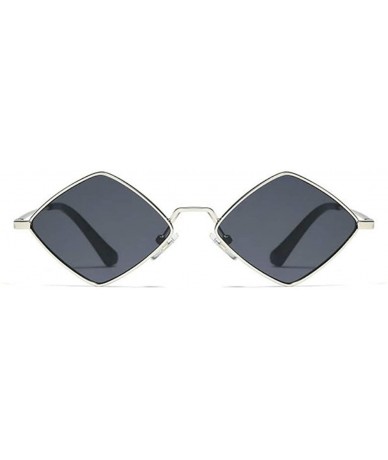 Goggle 60s Small Hippie Sunglasses for Women Men Hippy Prismatic Square Metal Frame - Grey/Silver - CQ18X5KO7MU $28.49