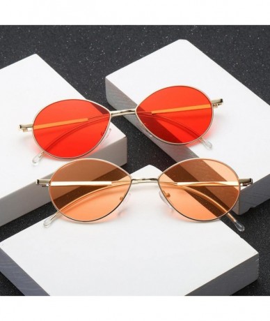 Oversized Women's Retro Cat Eye Oval Shades Frame UV Protection Polarized Sunglasses - F - CV18E7KOLI4 $23.18