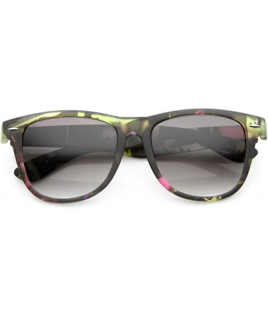 Wayfarer Large Floral Print Womens Fashion Horn Rimmed Sunglasses - Shatter Lavender - C411W0E1DO3 $20.66