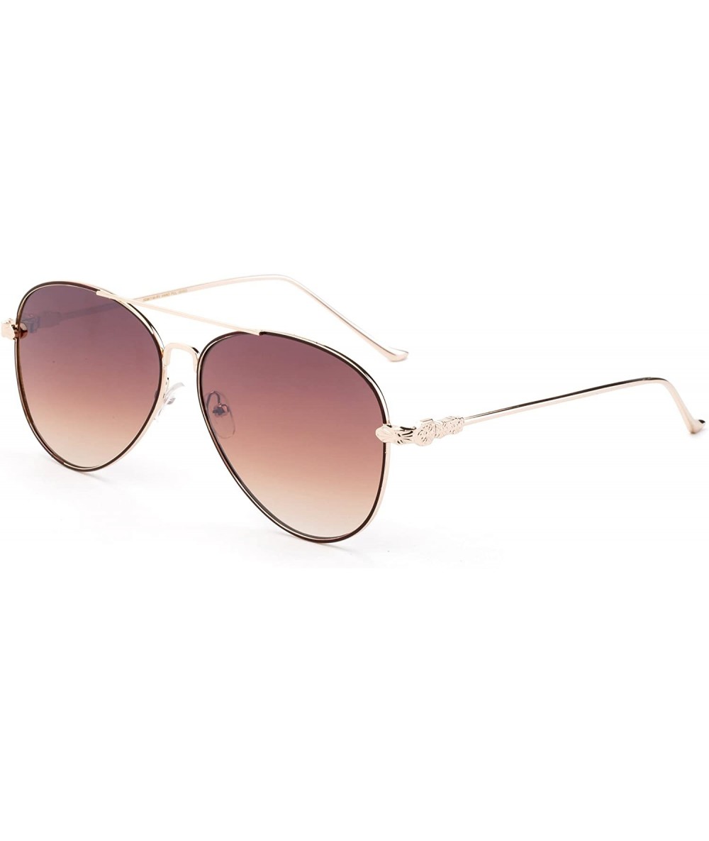 Aviator New Trending Aviator Fashion Sunglasses for Women UV Protection Lenses - Gold/Brown - CY17YDZ3R4E $18.74