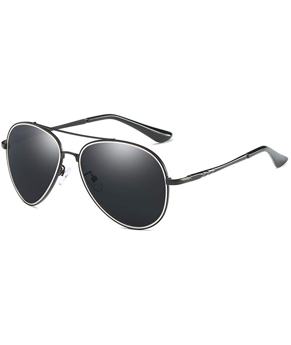 Aviator Polarized Sunglasses coated inside men's driving glasses with double-ring silk toad glasses - A - CA18QS0EEIE $66.90