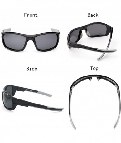 Sport Men's Polarized Lens Sports Sunglasses - Black Frame Gray Lenses - C718EHRX306 $20.49