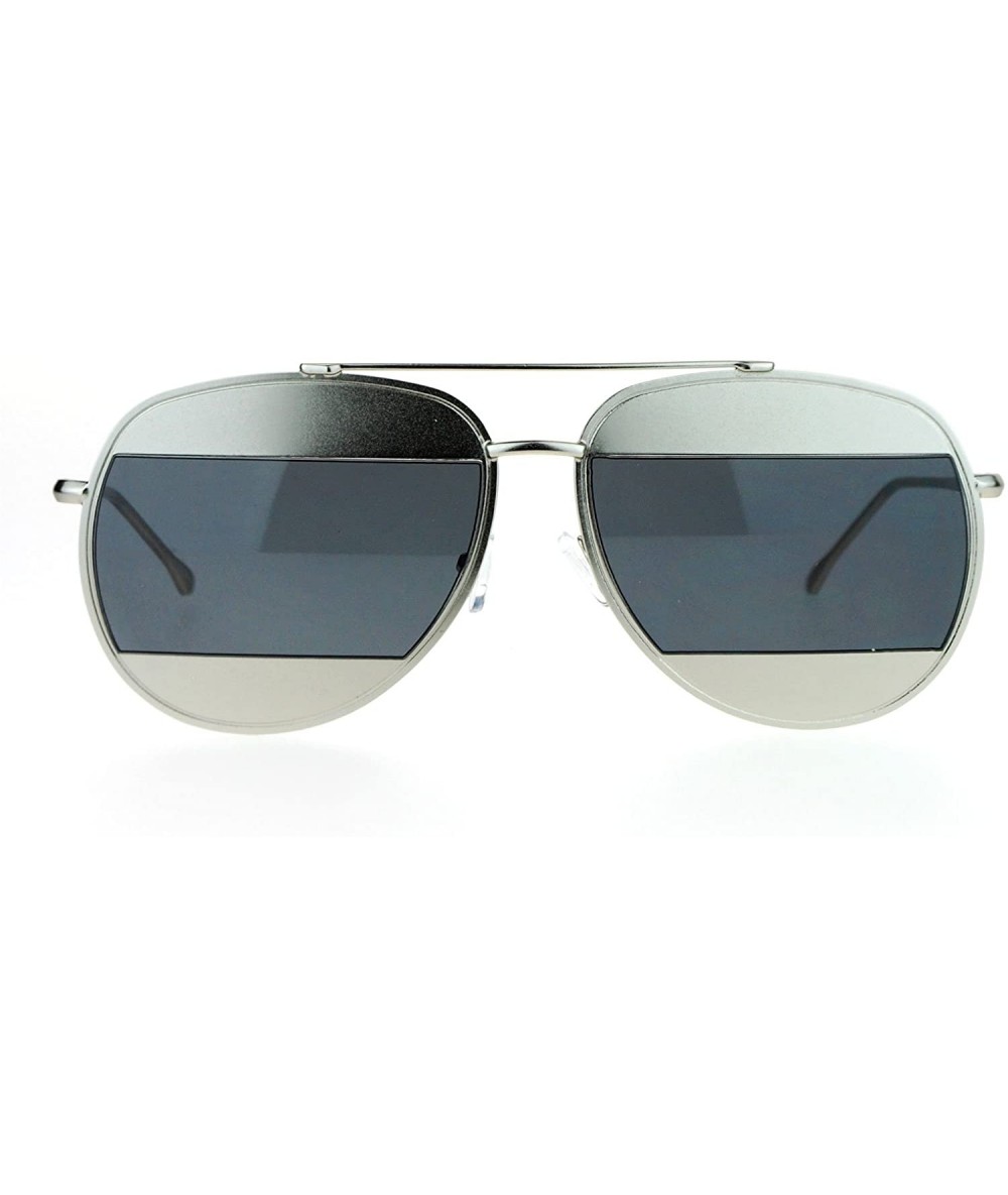 Aviator Unique Unisex Aviator Sunglasses Oversized Metal Block Frame Aviators - Silver - CF12KS894GB $19.75