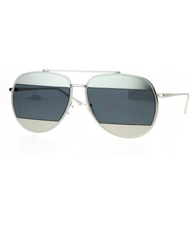 Aviator Unique Unisex Aviator Sunglasses Oversized Metal Block Frame Aviators - Silver - CF12KS894GB $19.75