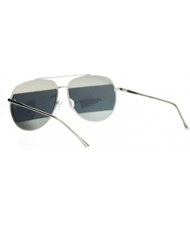 Aviator Unique Unisex Aviator Sunglasses Oversized Metal Block Frame Aviators - Silver - CF12KS894GB $19.75