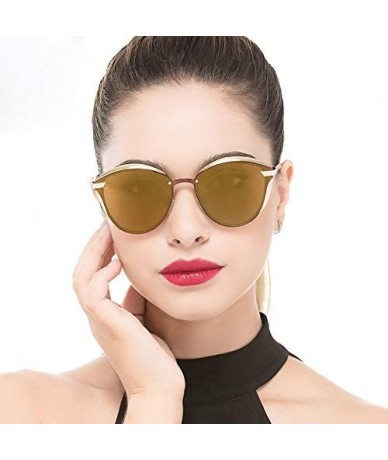 Oversized Fashion Polarized Sunglasses for Women Cat Eye Style Mirrored UV400 Protection - CM188HT54US $17.36