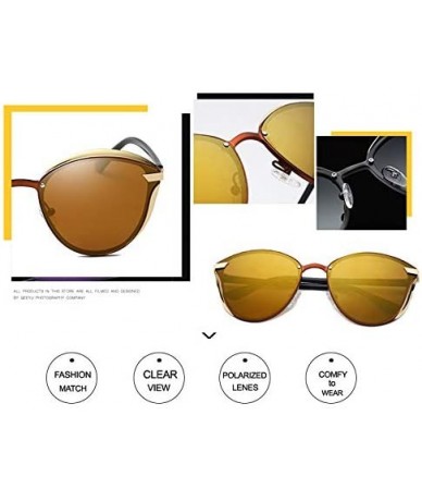 Oversized Fashion Polarized Sunglasses for Women Cat Eye Style Mirrored UV400 Protection - CM188HT54US $17.36