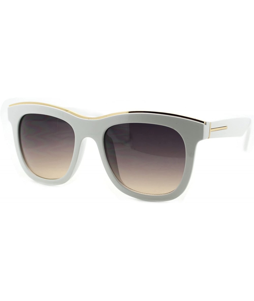 Square Fashion Womens Sunglasses Classy Square Metal Top Design UV 400 - White - C8188LKN6EC $19.31